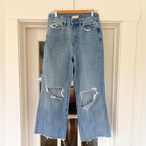 Altar'd State Blue Distressed Wide Leg Jeans